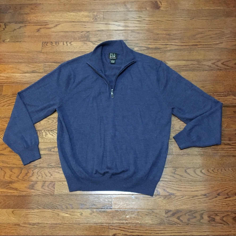 Jos. A. Bank 100% Merino Wool Blue 1/4 zip sweater